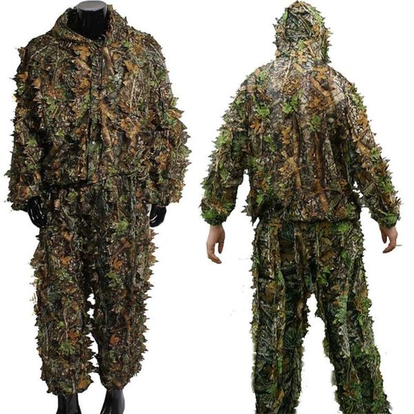 

forest 3d hunting bird watching shooting camouflage bionic jacket pants maple polyester camouflage suit for wildlife observation, Camo
