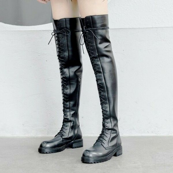 

женщина-стрит бедро высокие над коленом boots хеллоуин костюм загрузки обувь g13, Black