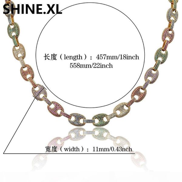 

men chain necklace copper gold silver color plate micro pave cz stone link chains bling party hip hop jewelry