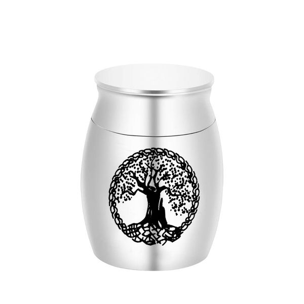 

metal aluminum funeral pendant urns for pet dogs cats ashes tree of life keepsake miniature burial urns 30x40mm, Silver
