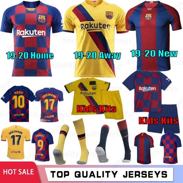 

19 20 Barcelona Jerseys 10 MESSI #17 GRIEZMANN Home Away 9 SUAREZ PIQUE Soccer Jerseys Men Kids Football Shirt Custom Uniforms Best Sale