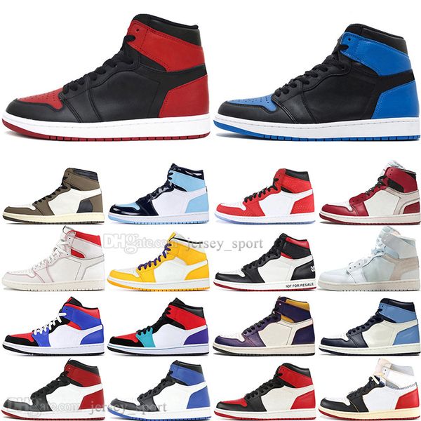 

fashion 1 og travis scotts cactus jack unc spiderman mens basketball shoes 1s 3 banned bred toe men sports designer sneakers trainers, White;red