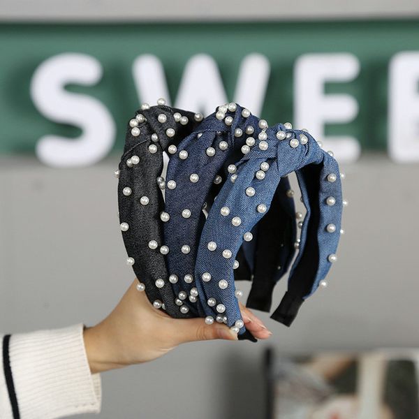 

knotted lady korean version headband pearl 44g alice band cerchietto aliceband vachetta tan hair cutting style hairpins dnvxs, Black;brown