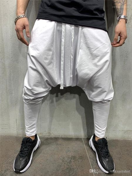 

street harem designer with belt hip hop man pants solid casual hemme trousers fashion man luxury, Black