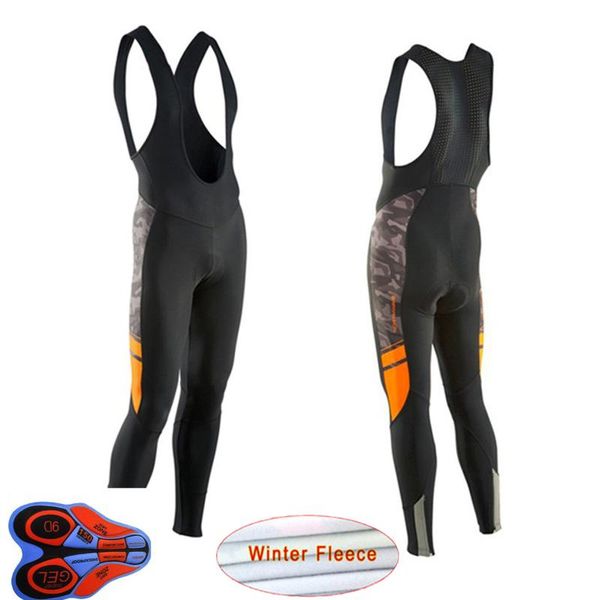 

nw winter thermal fleece pro team cycling long black bib pants bicycle pants 9d gel pad men tights warm bike ciclismo perneras