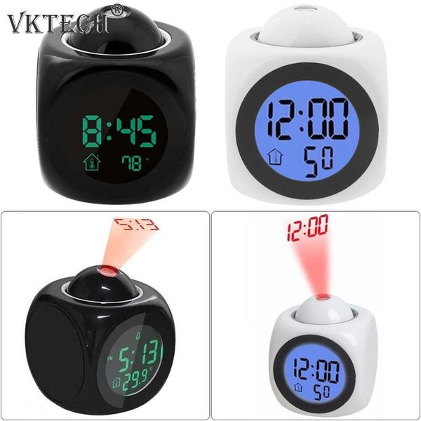 

projection usb digital alarm clock temperature humidity voice clock time date lcd display projector table led