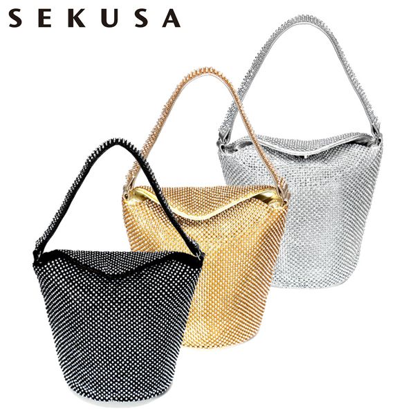 

sekusa new design women evening bags rhinestones bucket ladies clutch purse ladies handbags