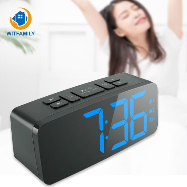 

led silent electronic digital backlight alarm clock desksnooze function bedroom decorate usb charge large number display