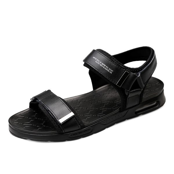 

2019 new summer special stylish platform men shoes flat heels wear-resist mens leisure sandals mans hook & loop outside shoes, Black