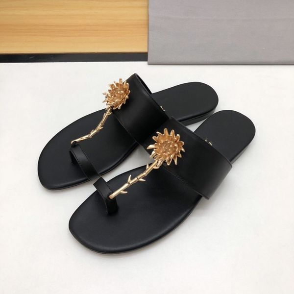 

luxury designer leather sandals, summer ladies classic slippers outdoor beach l luxury slippers, Black
