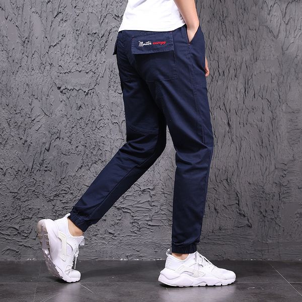 

green jogger pants men with cuffs many pockets straight elastic waist cargo pants men cotton black plus size xxxl