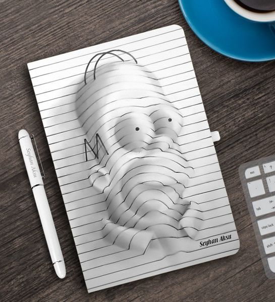 

personalized 3d drawing cover white notebook pen set-4 other home decor