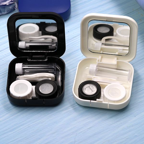 

colour_max contact lens case with mirror contact lenses colorful eye container, Silver