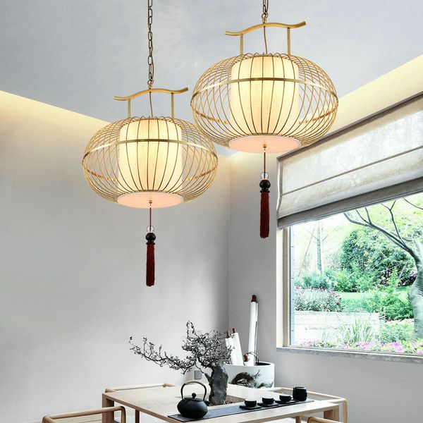 Chinese Style Modern Pendant Ceiling Lamps Birdcage Iron Led