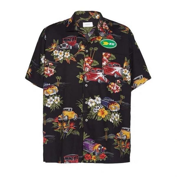 

19ss street short sleeve rh holiday tee hawaiian flower shirt women printing men women summer beach vintage casual fashion hflscs031, White;black