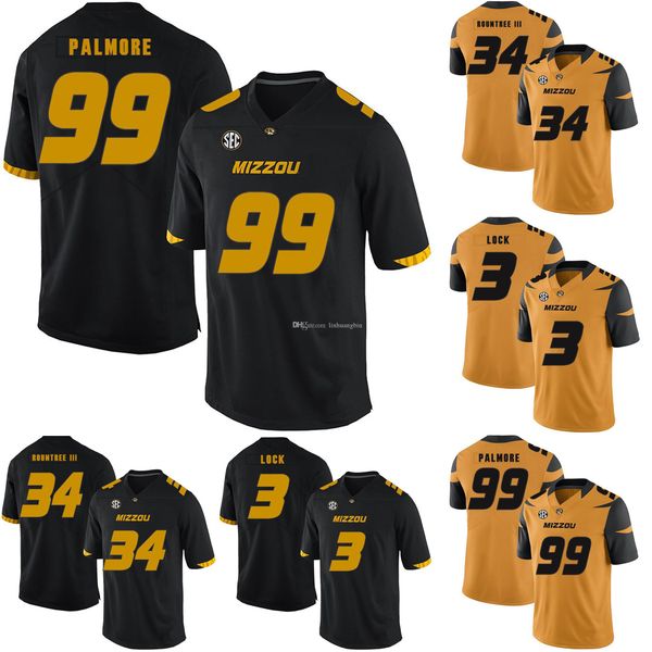 

drew lock stitched men's missouri tigers walter palmore larry rountree iii white yellow black college football jersey
