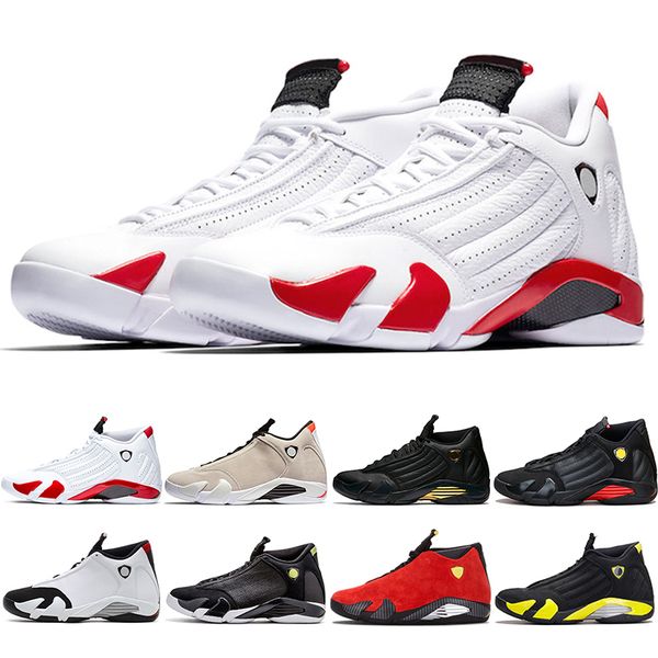 

новый 14s candy cane мужчины баскетбольная обувь 14 красный песок пустыни последний выстрел черный toe thunder дизайнер спортивный тренер кр