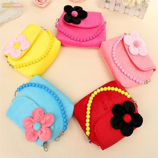 

abdb stereoscopic flowers plush messenger bag princess package for baby girls children kindergarten handbag shoulder bag