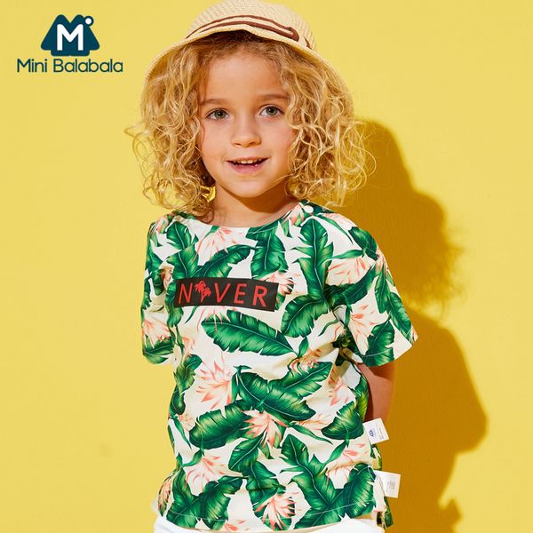 

мини balabala девочка мальчик 100% хлопок тропический коротким рукавом t-рубашка дети ребенок ребристые шеи экипажа тройник открыть щель пле, Blue