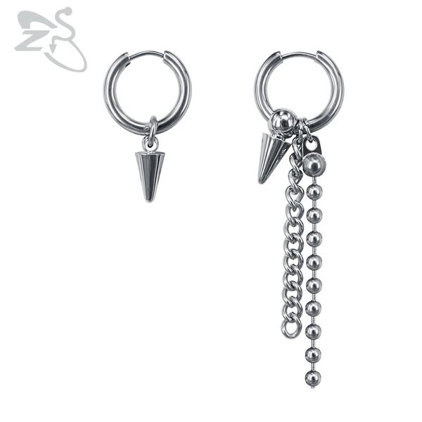 

zs 1 pair korean fashion earring suga kpop earrings jewelry stainless steel dangle brincos long tassel eardrop accessorie men, Silver