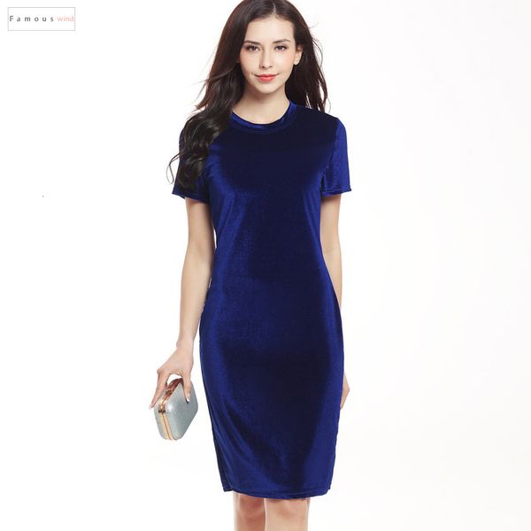 

velvet women sheath dress green black o neck short sleeve slim office pencil work wear knee length dresses designer clothes, Black;gray