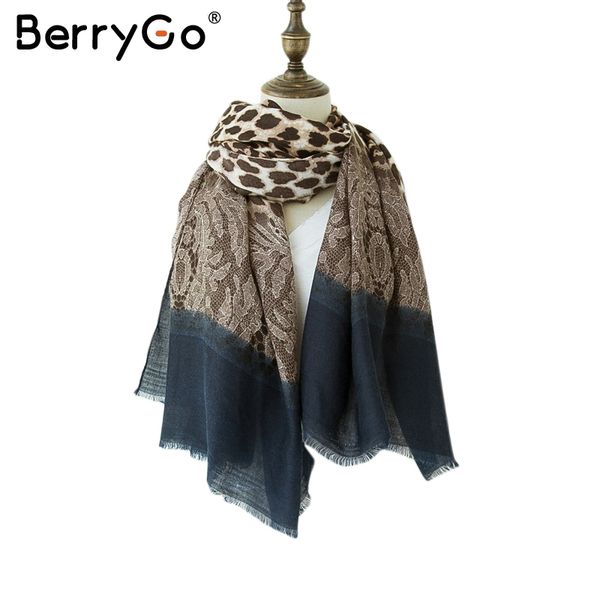 

berrygo fashion leopard snake print lace splice square winter women scarf scarves female vintage clothing accessories
