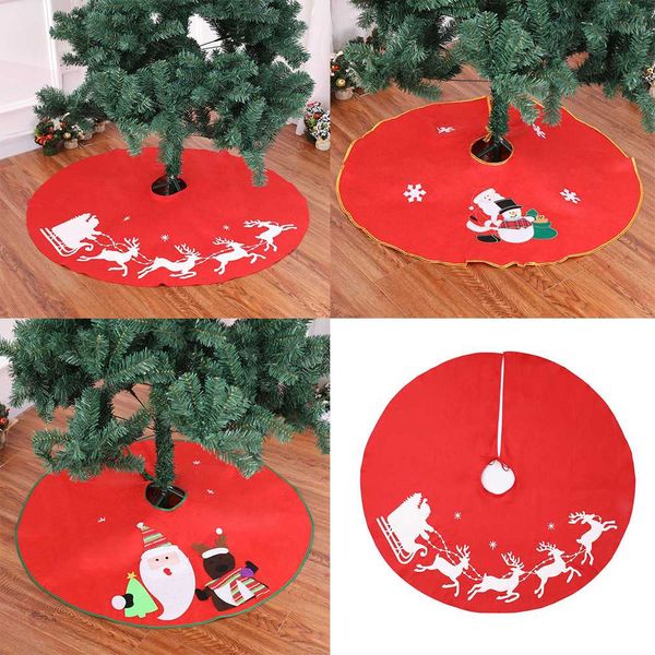 

90-100cm christmas deer cart tree skirt tree carpet christmas apron red burlap leg base skirt decor elk round carpet