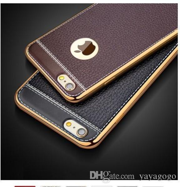

sell luxury ultra thin 3d litchi leather grain phone case for iphone 7 8 5 5s se 6 s 6s plus x plating soft silicone back cover capa