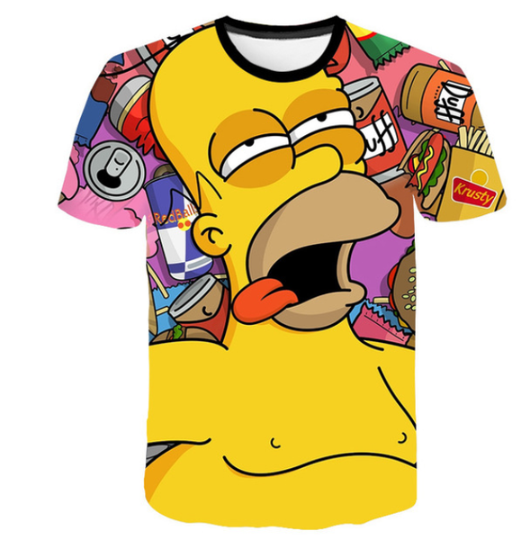 

2019 cartoon character simpson t shirt men women funny 3d print summer short sleeve o neck crewneck casual a230, White;black