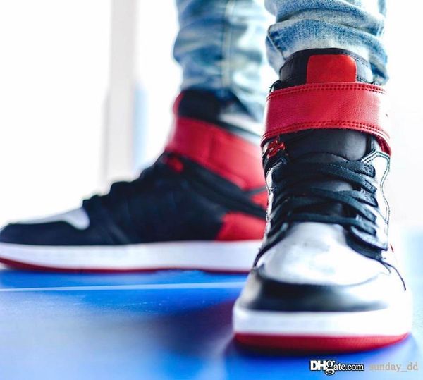 

2019 authentic air 1 high flyease gym red black basketball shoes gym red-white-black for men sports sneakers cq3835-001 with box