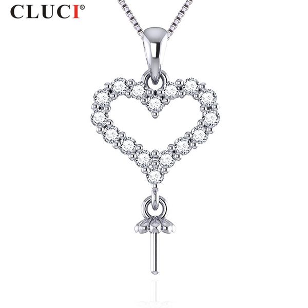 

cluci s925 sterling silver sweet heart shape diy 7mm pearl pendant for women ,sp342sb
