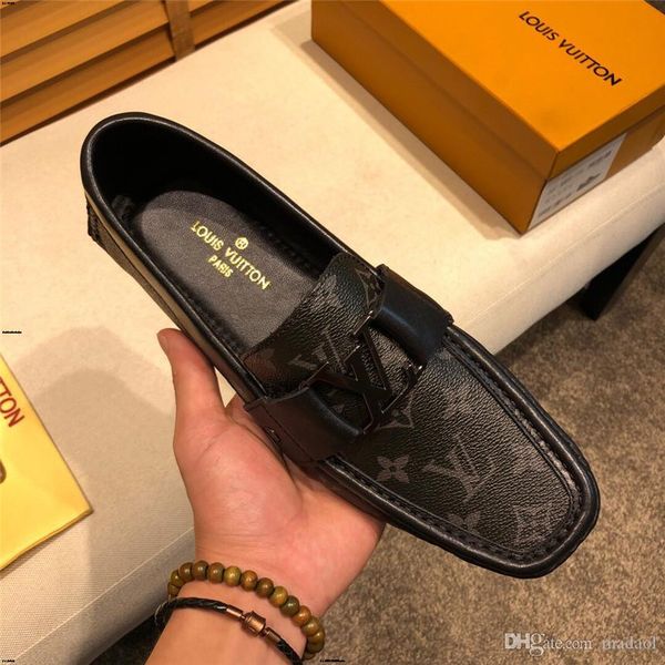 

18ss кожи men повседневной обувь luxury бренды mens мокасины мокасины дышащие скольжения на driving обуви yyy11, Black