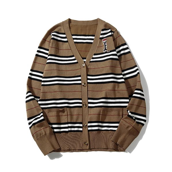 

mens burberri luxury cardigan sweater designer sweaters jacket british brand sweater embroidered button sweater cotton striped wool knit top, White;black