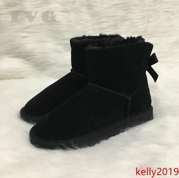 

australia style women winter snow boots 1-bow back waterproof cow suede leather outdoor boots brand ivg size us4-14