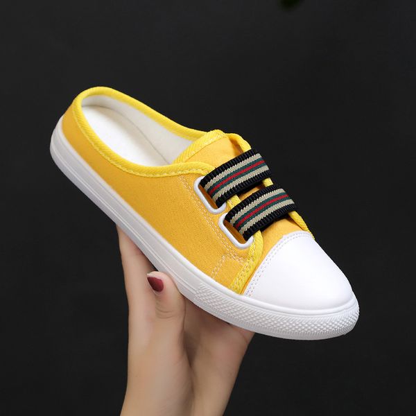 

ban tuo xie women's canvas shoes no heel flat 2018 new style summer korean-style versatile lazy slip-on shoes white, Black