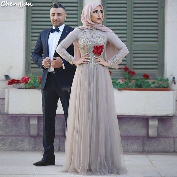 

chengjun wholesale long sleeve lady formal muslim evening dress, White;black