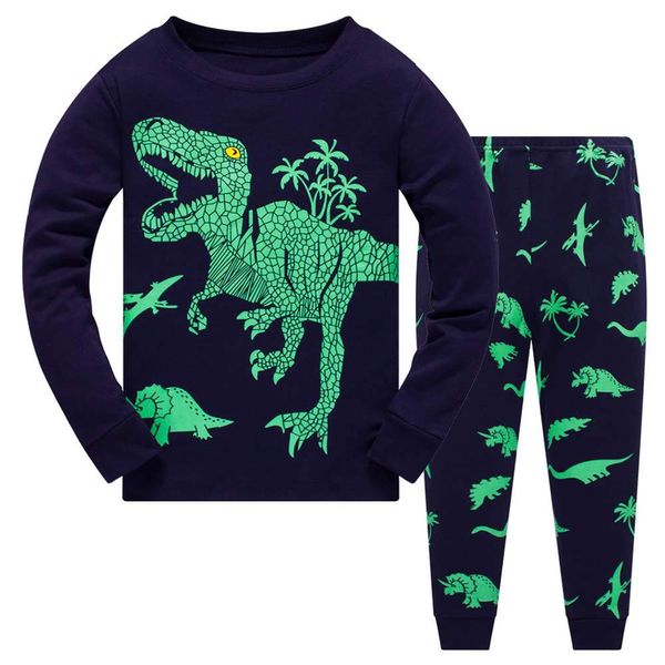 

new winter set for boys baby kids clothes cartoon dinosaur t shirt + pants pajamas sleepwear outfits set conjunto menino a40, White