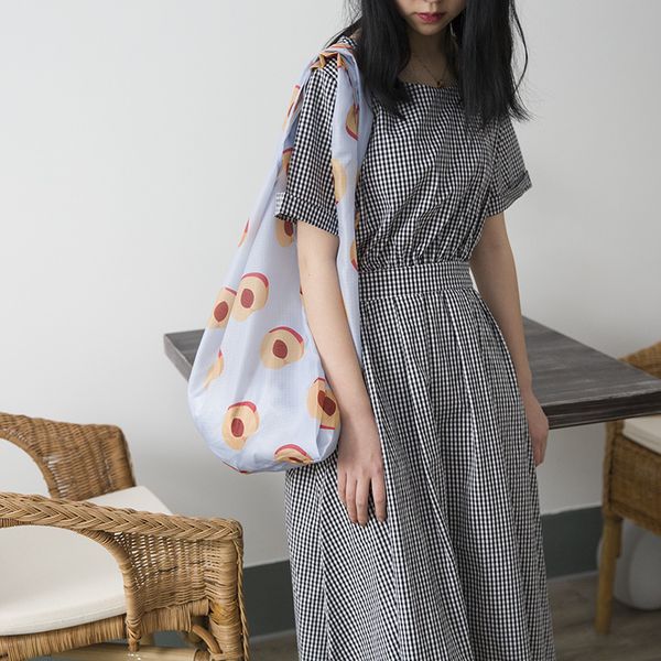 

summer environmental protection waterproof shopping bag lemon shoulder bag female yellow peach printed handbag chic