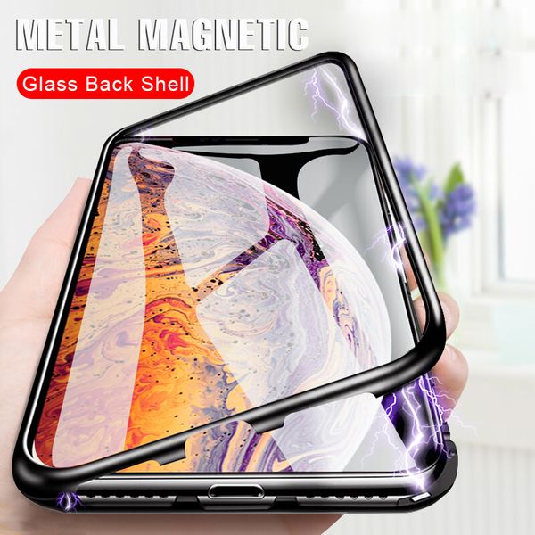 

Buy magnetic metal phone ca e on the for iphone 6 6 7 8 plu hockproof full cover for iphone x xr x max tempered gla back ca e