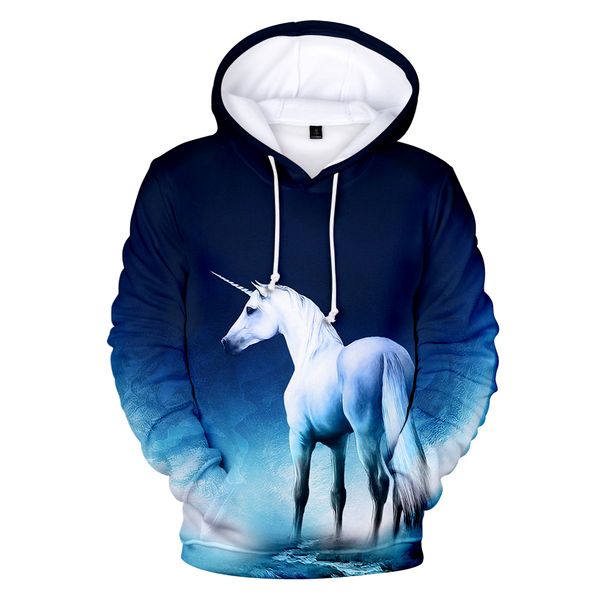 

3d unicorn cartoon hoodie 3d print hoodie sweatshirt men/women harajuku casual pullover unicorn boys/girls coat teenage new, Black