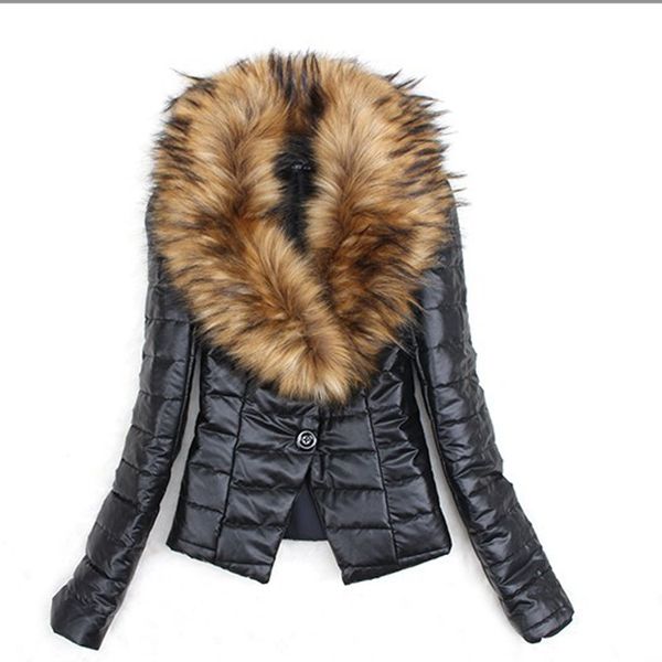 

2019 winter pu faux fur coat women warm slim overcoat faux fur jacket casaco feminino long sleeve lady casual outerwear, Black