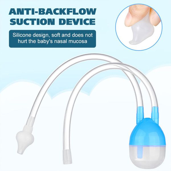 

nasal mucus safe nose cleaner nasal aspirator pink/blue flexible tube plastic sleep helper nose cleaning vacuum safety kids