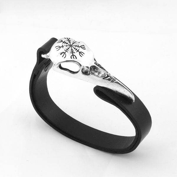

yage nordic викинг odin символ raven браслет с действительно кожа, Black