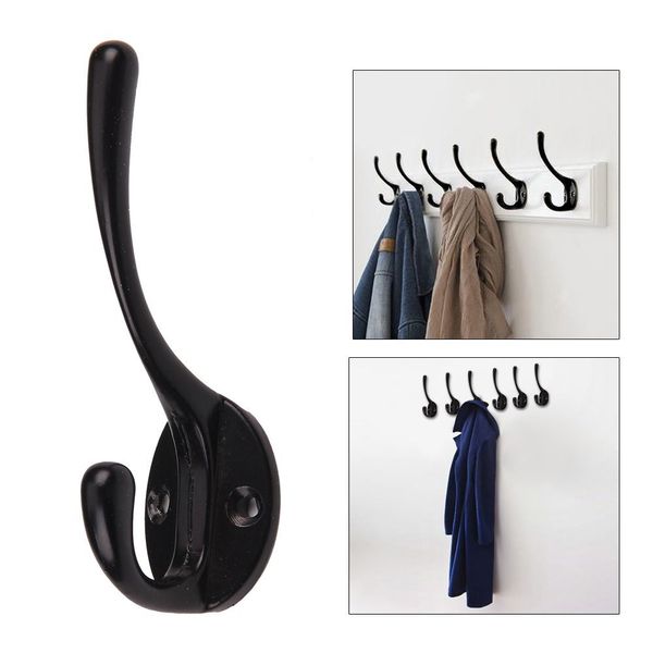 

10 pcs black zinc alloy double coat hook classic antique industrial style iron hanger