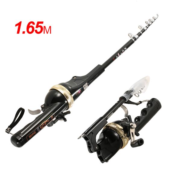 

lixada 165cm folding mini fishing rod foldable telescopic fighing pole portable fishing rod reel combo line carp fishing tackle