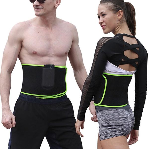 

women men adjustable workout waist trimmer with pocket protective sweat wrap flexible exercise belt neoprene supporting black, Black;gray