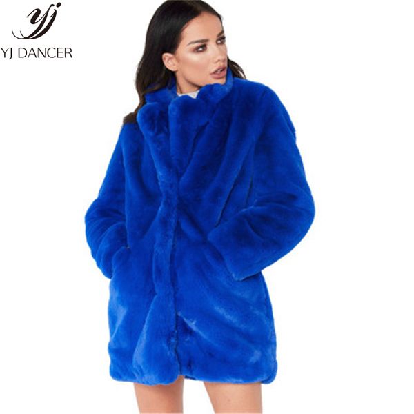 

medium long imitation fur coat female 2019 autumn and winter fashion new fluffy warm long-sleeved fur coat tide h00888, Black