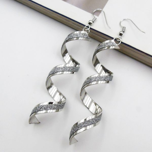 

2pcs/1pair punk women twist spiral earrings lady girl dangle earring charm jewelry party gift silver gold black long earrings