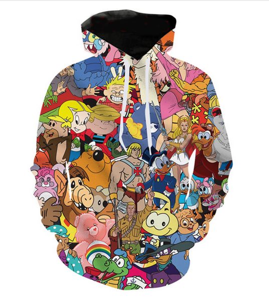 

new fashion cool sweatshirt hoodies 3d print mens womens casual cartoons collage 80s style streetwear clothes rl0230, Black
