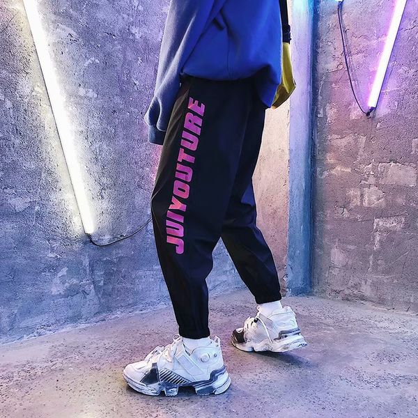 

ins super fire pants casual pants men's korean-style loose-fit bf harajuku-style students hip hop athletic, White;black